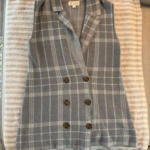 Gray Plaid Double-Breasted Vest